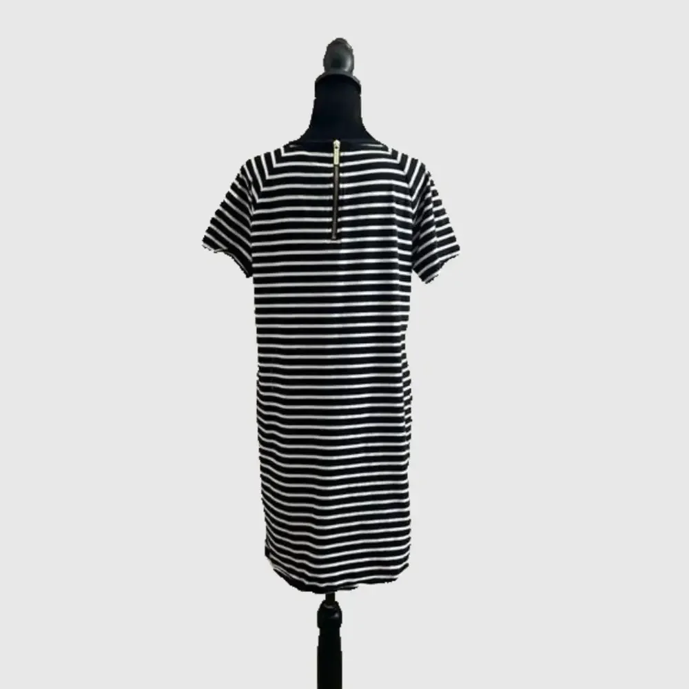 Michael Kors Crew Neck Short Sleeve Stripe Tunic Dress Black White M